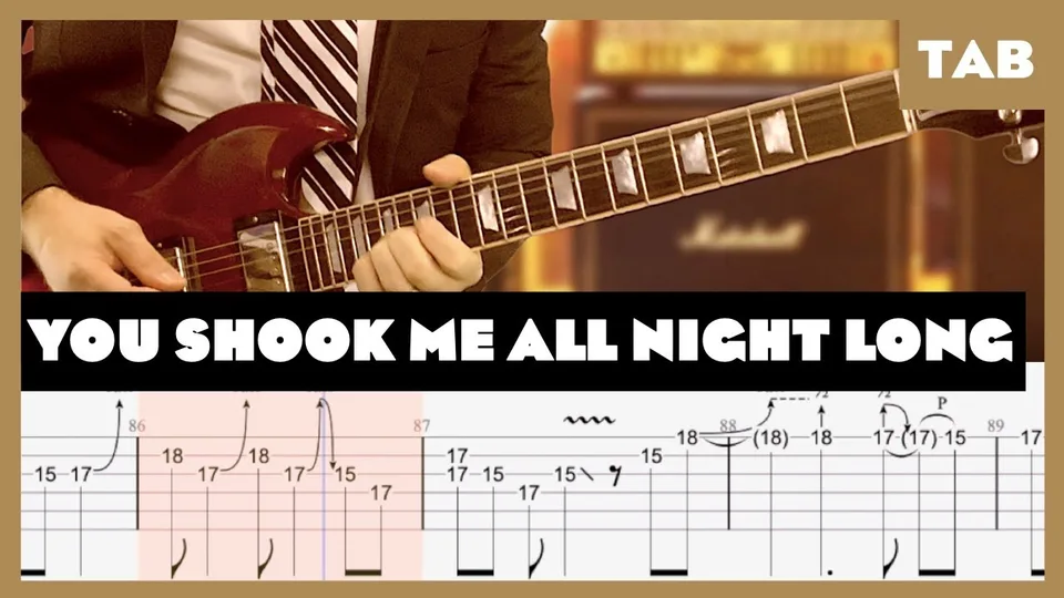 AC/DC - You Shook Me All Night Long guitar tab